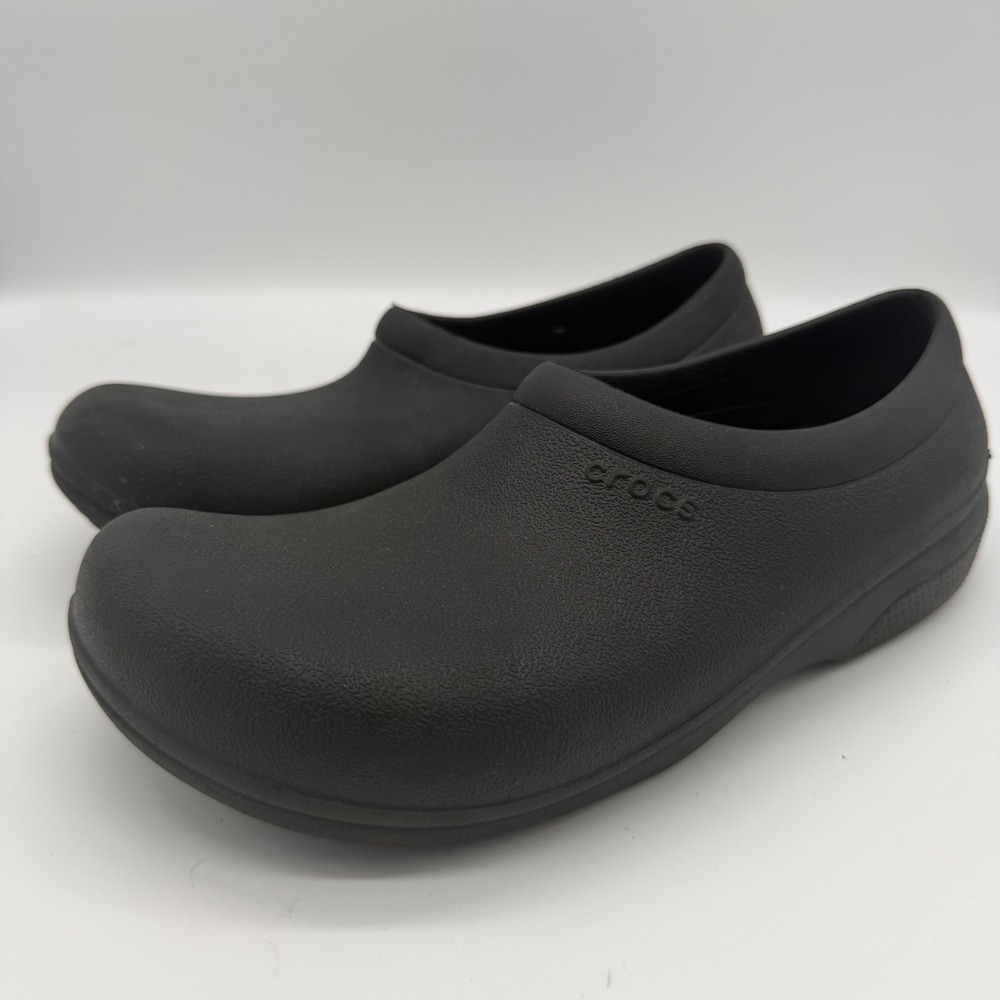 Crocs On the Clock Work Clogs Black Slip Resistant Nursing Shoes Womens 9 Mens 7